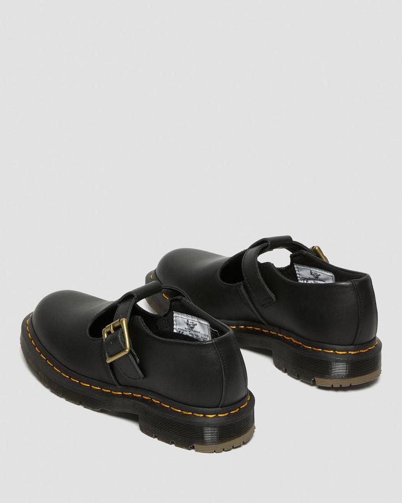 Black Men's Dr Martens Polley Women's Slip Resistant Mary Jane Work Shoes | CA 656UZG